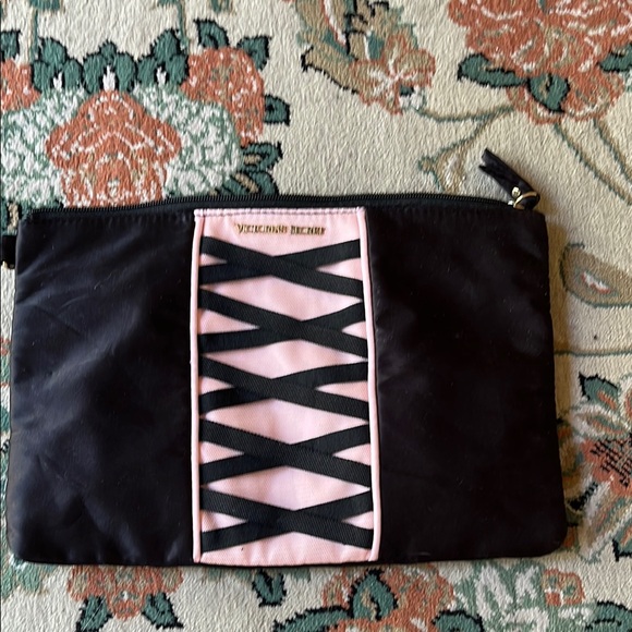 Victoria's Secret Handbags - Victoria's Secret Black and Pink Cosmetic Bag with Corset Detail